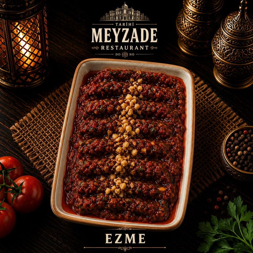 Mezze de tomates épicé — Tarihi Meyzade, meyhane de Kasımpaşa, Istanbul