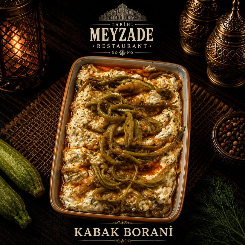 Courgettes au yaourt — Tarihi Meyzade, meyhane de Kasımpaşa, Istanbul
