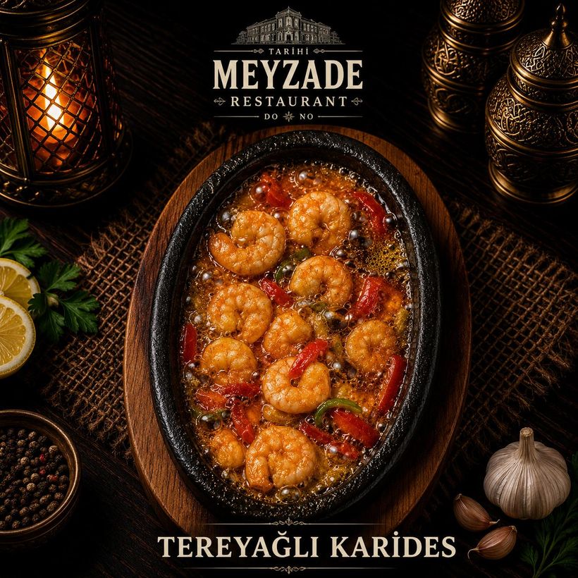 Crevettes au beurre — Tarihi Meyzade, meyhane de Kasımpaşa, Istanbul