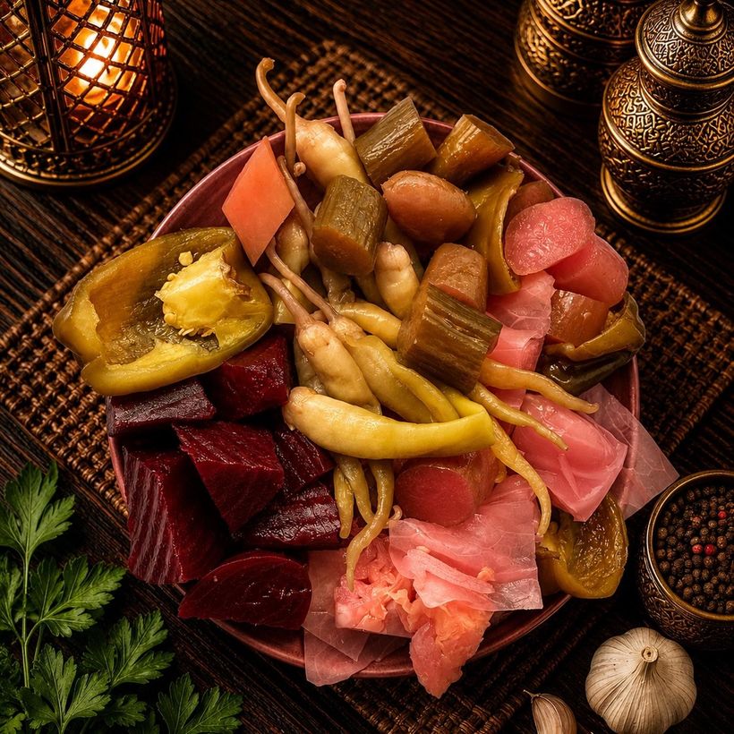Pickles variés — Tarihi Meyzade, meyhane de Kasımpaşa, Istanbul